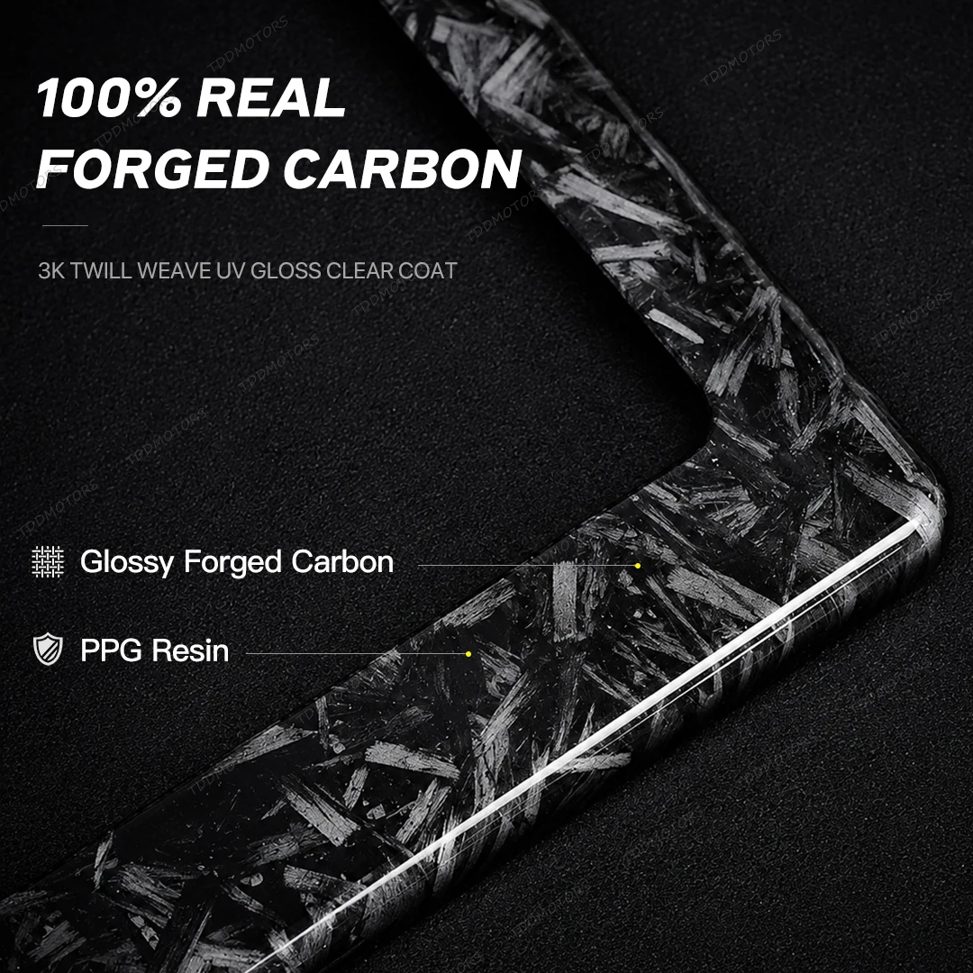 Universal Solid Carbon Fiber License Plate Frame With Black Forged Pattern Unique American Automotive Parts Front And Rear Lice