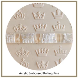 1 Piece Crown Acrylic Textured Embossed Rolling Pins Kitchen Accessories Fondant Sugar Craft Cake Decorating Tools