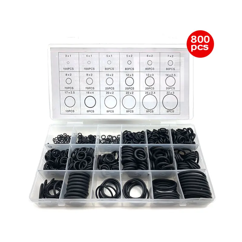 

800Pcs O-ring Rubber Gaskets Seal Ring Set Nitrile Rubber High Pressure O-Rings NBR Sealing Elastic Band O Rubber Rings Set