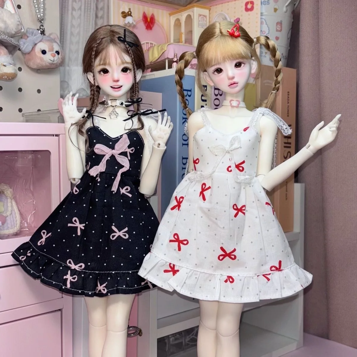 

BJD doll clothes suitable for 1/3 1/4 size Cute Bow dress clothes suit doll accessories (2 points)