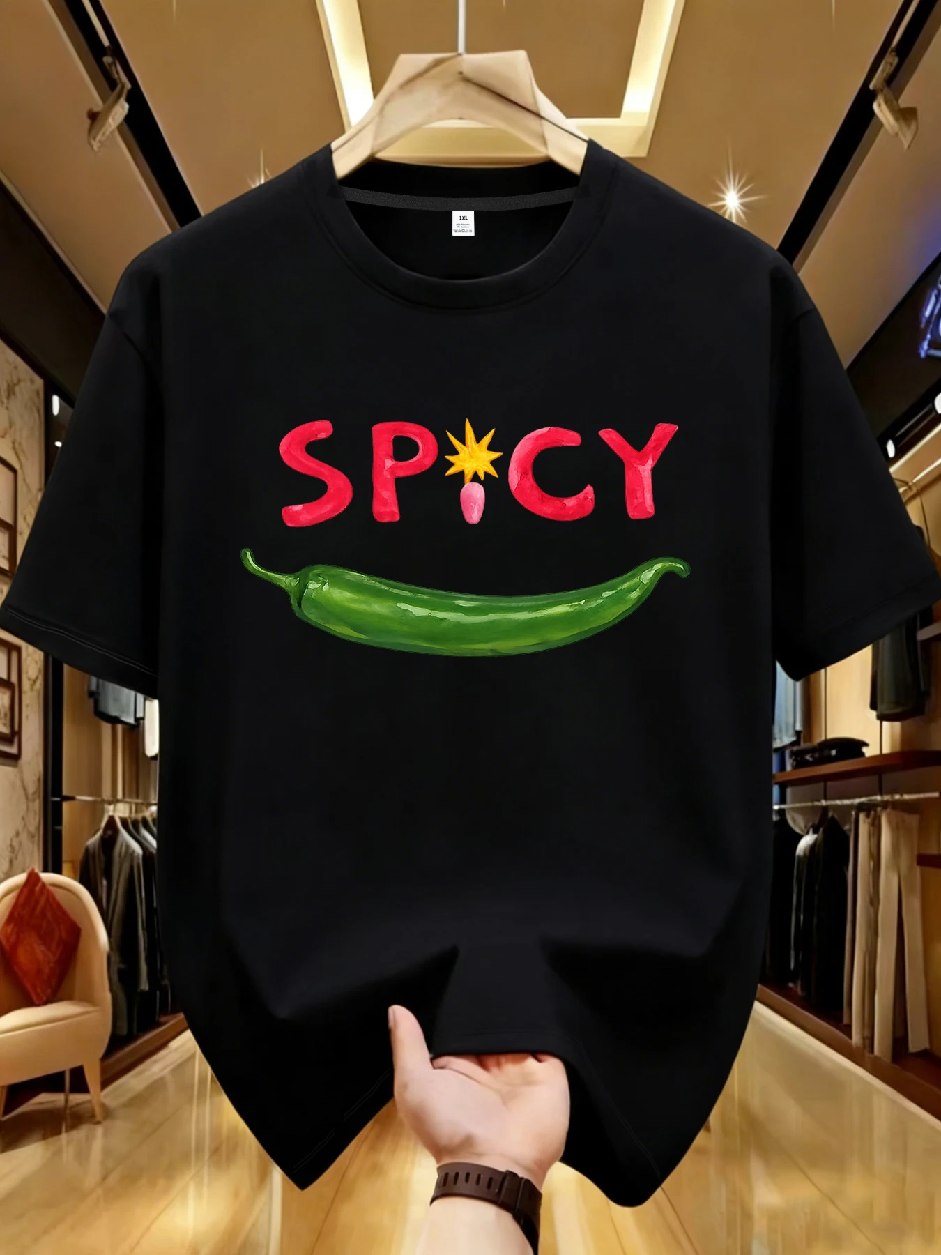 

【WDS01412】Pepper printing plus size women's round neck T-shirt summer casual street fashion women's Joker short sleeve T-shirt