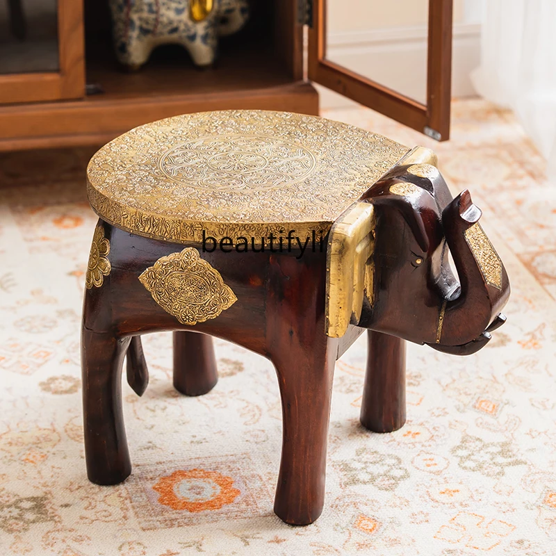 Solid Wood Stool Home Creative Elephant Low Stool Living Room Coffee Table Entrance Entry Shoe Changing Stool