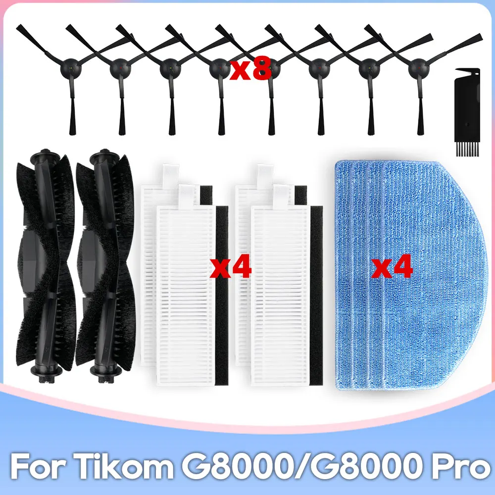 Ajuste para Tikom G8000 / G8000 Pro, Honiture G20 /G20 Pro, Laresar Evol 3s piezas de vacío rodillo principal cepillo lateral filtro paño de mopa