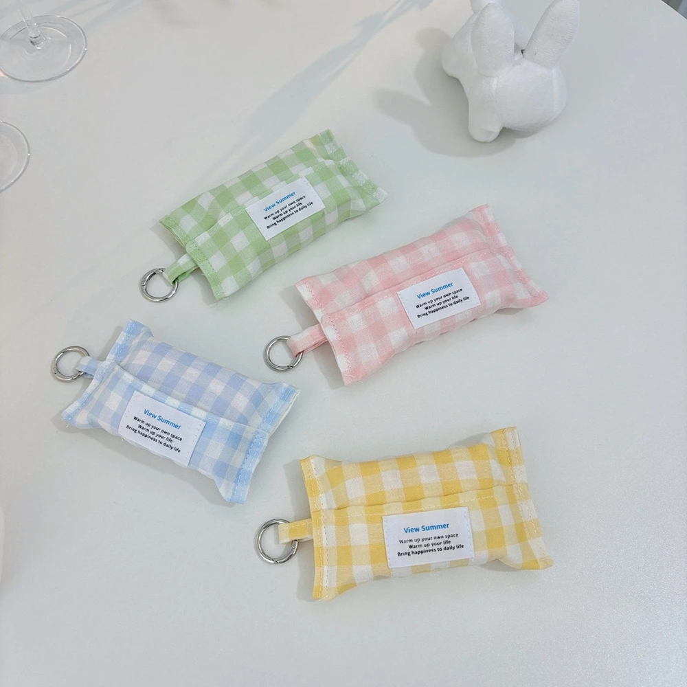 INS Grid Pattern Portable Facial Tissue Tampon Storage Bag Mini Tissue Bag Commuting Girl Tissue Storage Case