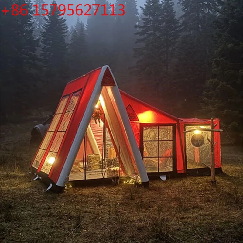 

Надувная палатка-тент для кемпинга, быстросборная, для всей семьи, утолщенная, водонепроницаемая, теплая, с одной комнатой и одним тамбуром