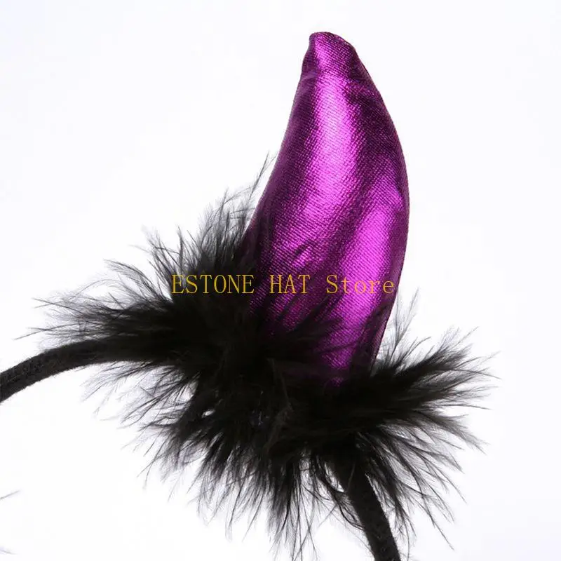 49MF Adult Children Halloween Devil Headband Cosplay Costume Fancy Party Glitter