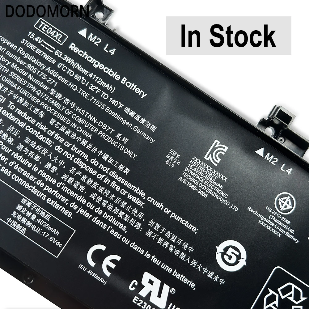 DODOMORN-Bateria do portátil para HP OMEN, 15-AX200, 15- AX218TX, 15-AX210TX, 15-AX235NF, 15-AX202N, 15-BC200, HSTNN-DB7T, 905277-855, TE04XL