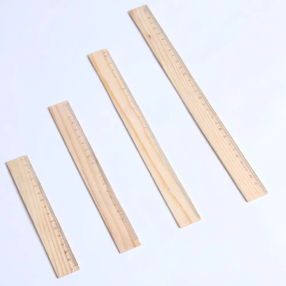 Durable Natural Wood Ruler Straight Edge Measuring Tool School Stationery Drafting Drawing Supplies Precise Accurate Scale