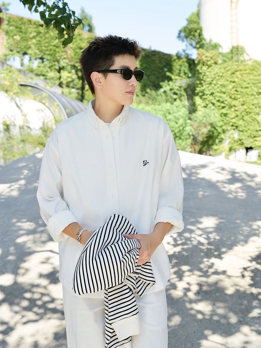 

Casual Ox Cloth Long Sve White irt Embroidered Loose Fit Commute Basic Sle Women's Premium irt Fall Collection