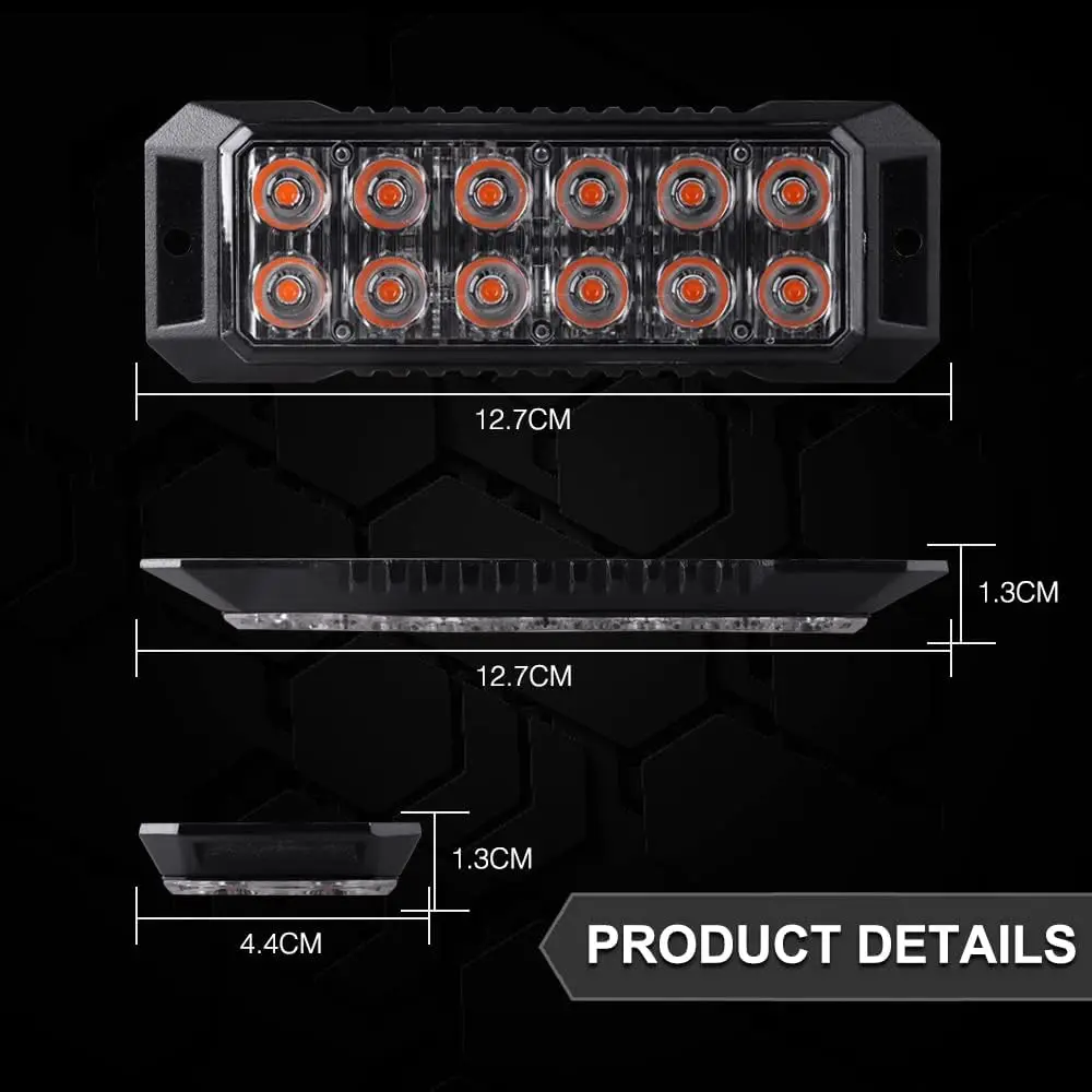 New12-LED Flashing Strobe for 12-24V Trucks Car Vehicle LED Mini Grille Head Emergency Beacon Hazard Warning Lights