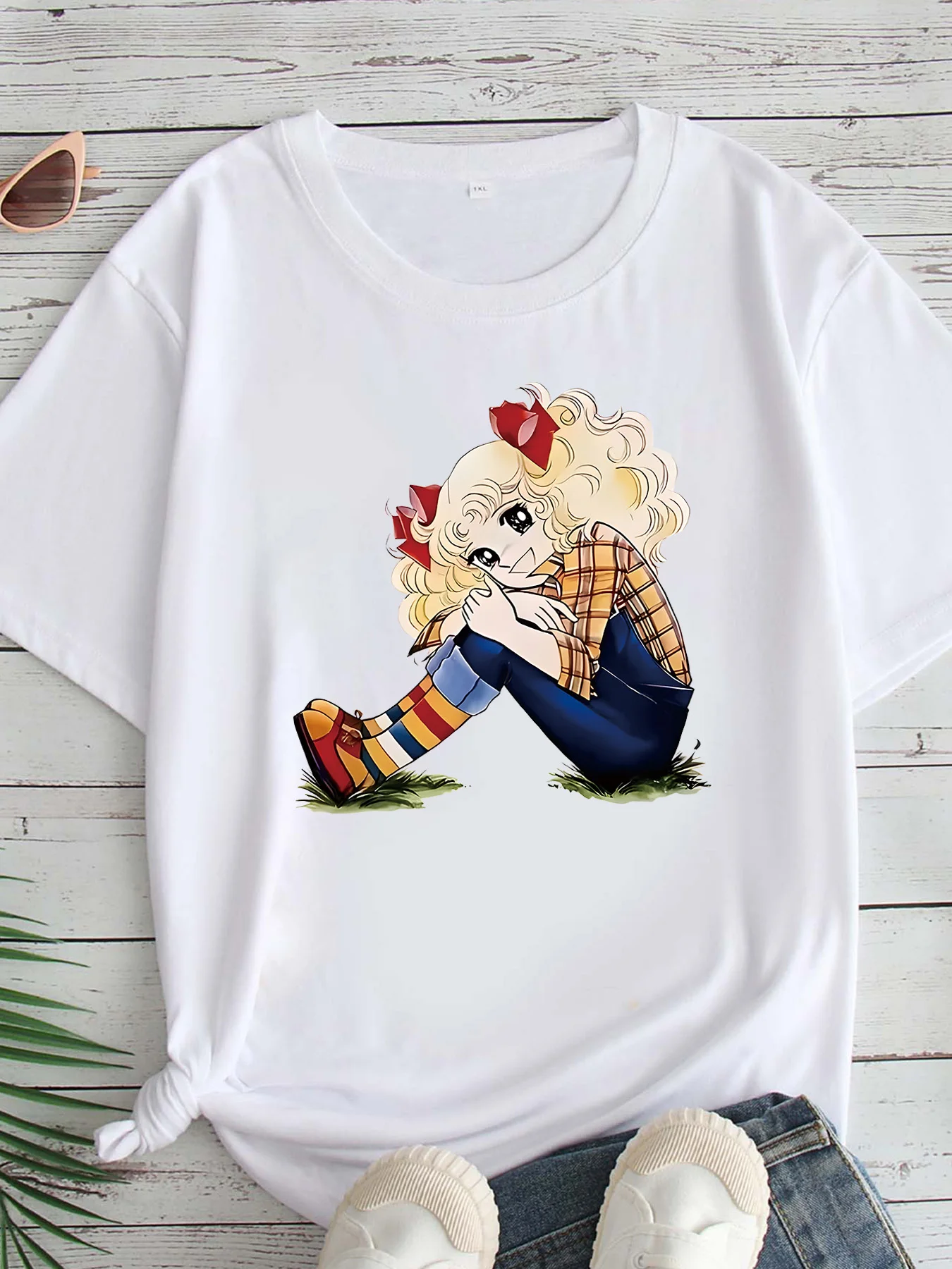 

Женская футболка большого размера с принтом, круглым вырезом и короткими рукавами, размеры 1-7XL, удобный повседневный топ в европейском стиле