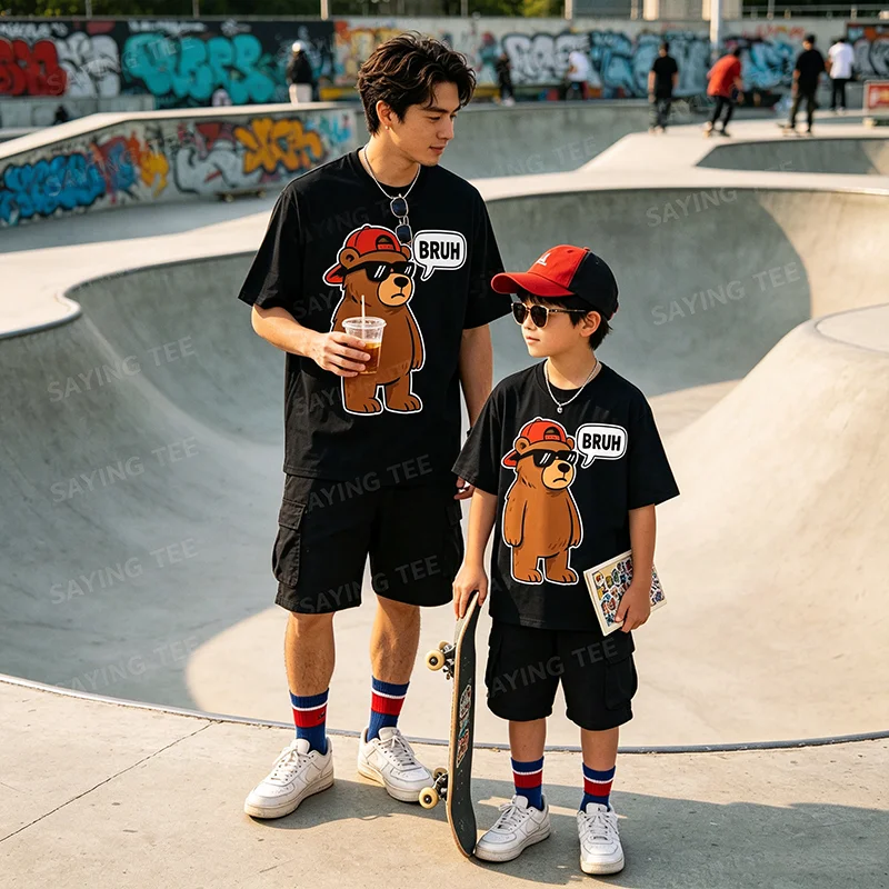 Cool Bruh Bear Herren Damen Jungen Teenager Lustiges Bären-T-Shirt Y2k Wildnis und Sarkasmus Spruch-T-Shirt Baumwolle Kurzarm Grafik-Bekleidung – Detail 5