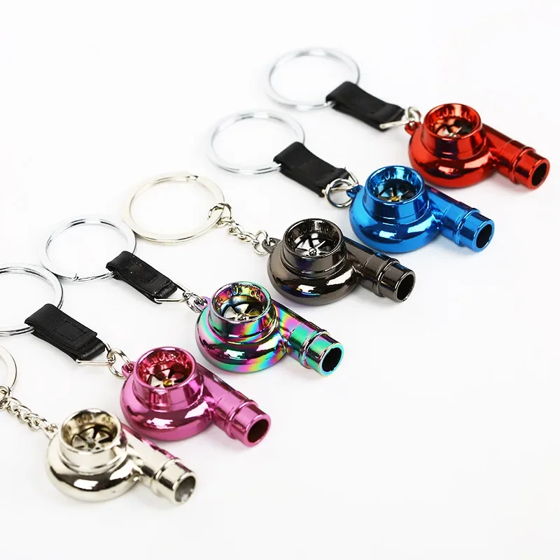 Carro apito som turbo turbina estilo longo metal chaveiro chaveiro chaveiro chaveiro keyfob pendent carro peça automóvel carregador girando