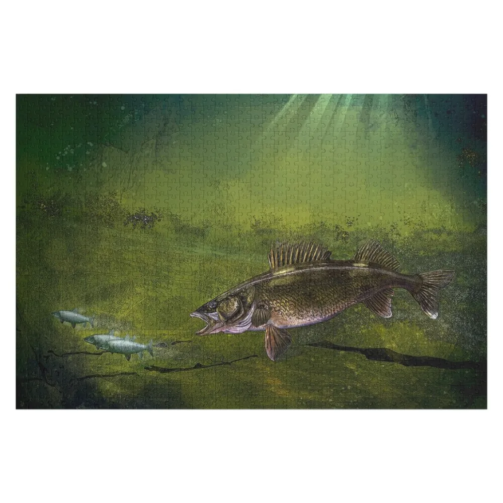

Walleye, the Chase, Fishing Art Jigsaw Puzzle Customizeds For Kids Personalized Custom Wooden Gift Customs With Photo Puzzle