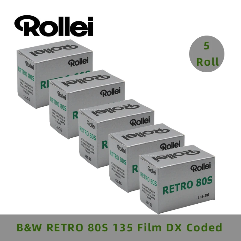 1/3/5Rolls Original Rollei Retro 80S 135 135 35mm Black&White Negative Film（36 Exposures/Roll）Professional For Film Camera