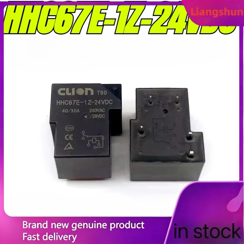 New 5pcs/lot  100% original genuine relay:HHC67E-1Z-24VDC T90 24V 40A 5pins Relay for welding machine
