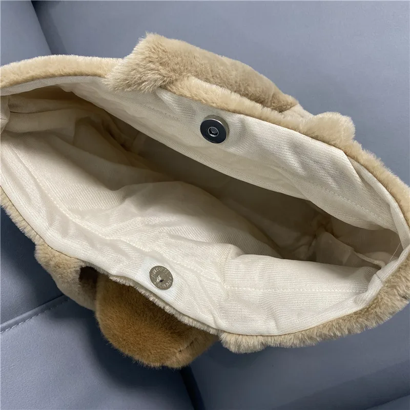 ขนาดใหญ่ความจุ Capybara Plush กระเป๋าถือการ์ตูน Capibara Fluffy ตุ๊กตา Tote กระเป๋ากระเป๋า Commuter Individuality ของขวัญวันเกิดตกแต่งห้อง