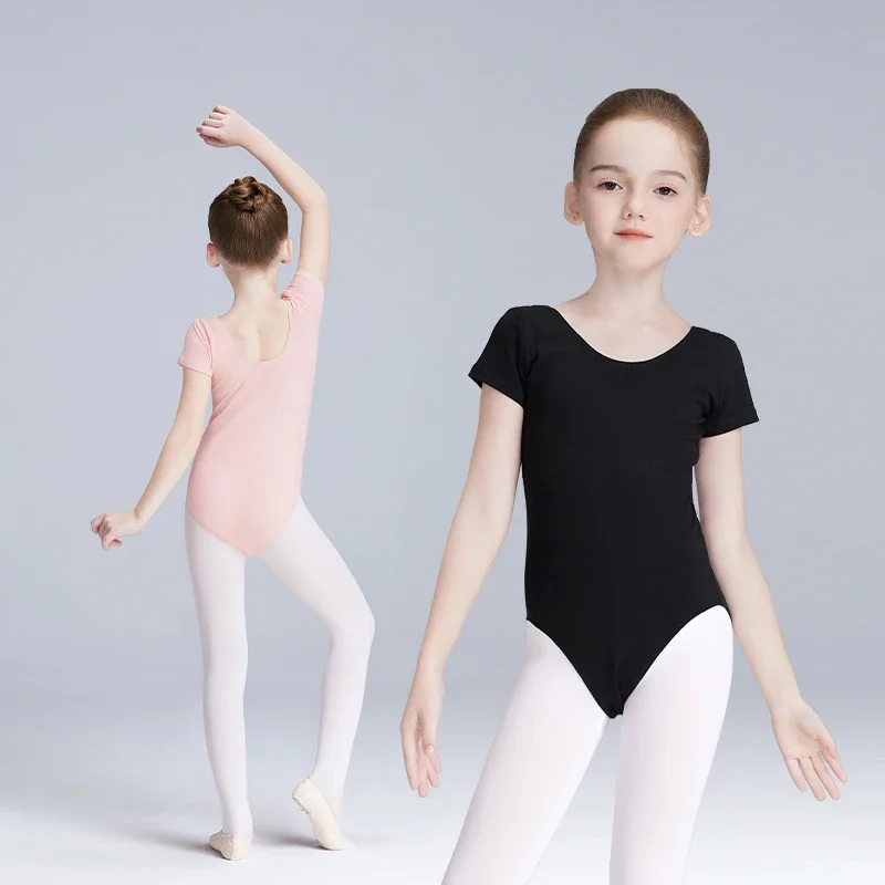 

2025 Leotardos de Ballet para niñas con forro, trajes de Ballet, leotardo gimnástico de manga corta, vestido de Ballet