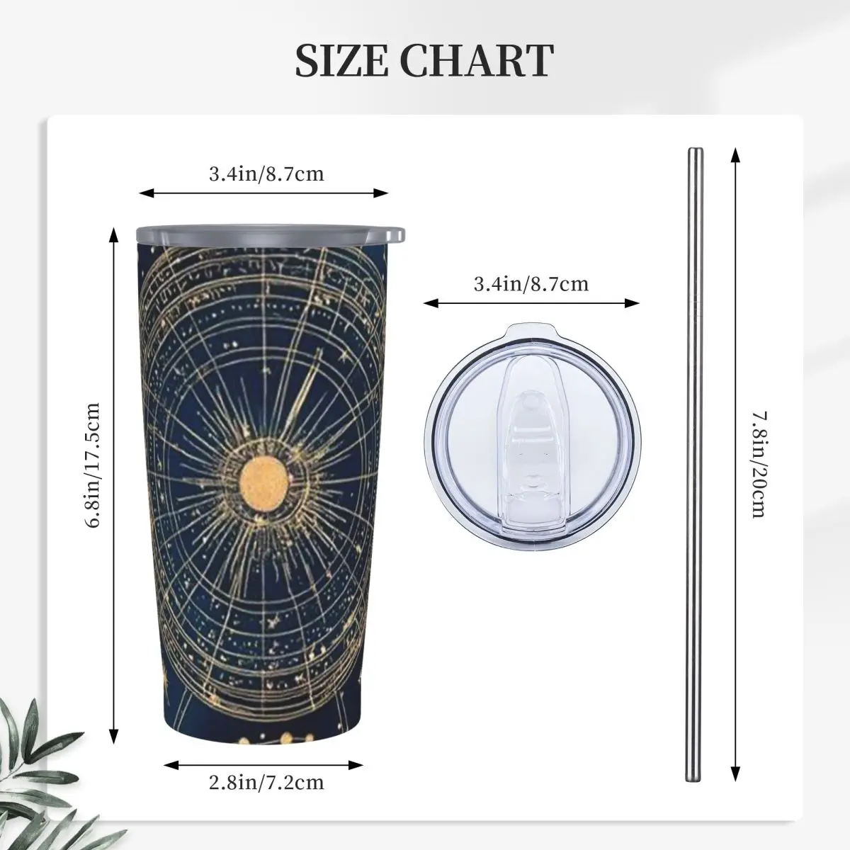 Starry Night Sky With Glowing Golden Star And Constellation Design Stainless Steel Vacuum  Mug Thermal Cold Cups Straw With Lid