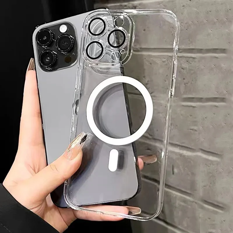 Matte Magnetic For Magsafe Case For iPhone 15 14 13 12 11 Pro Max Plus Wireless Charging Ultra Thin Translucent Hard PC Cover
