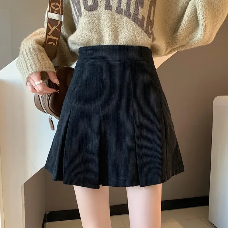 Autumn Corduroy Skirt Women's Petite Pear-Shaped Mini Dress Plus Size 2024 New Arrival A- Line Mini Dress For Ladies