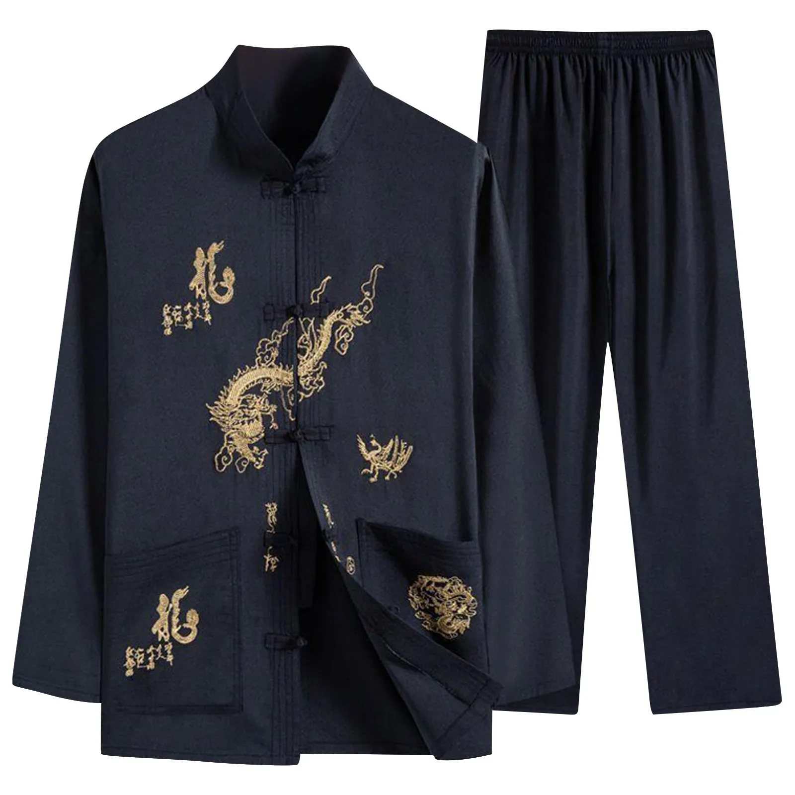 2024 neue Set Für Frauen Traditionelle Chinesische Kleidung Set Gedruckt Langarm Stehen Kragen Shirts Tops Elastische Taille Hosen Set