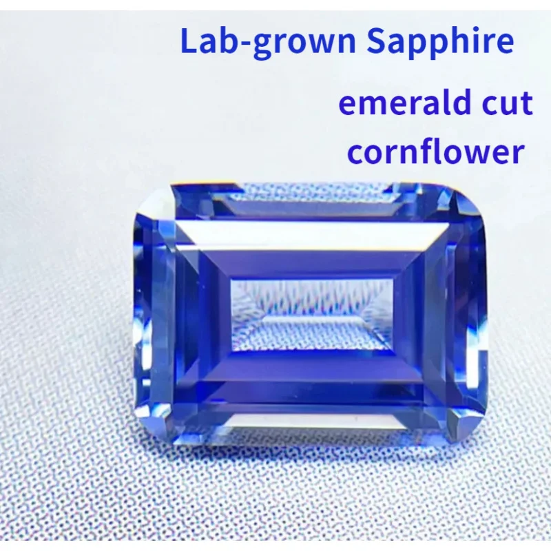 

Lab Grown Sapphire Emerald Cut VVS1 Cornflower High Quality DIY Jewelry Making Materials With Certificates Wholesale