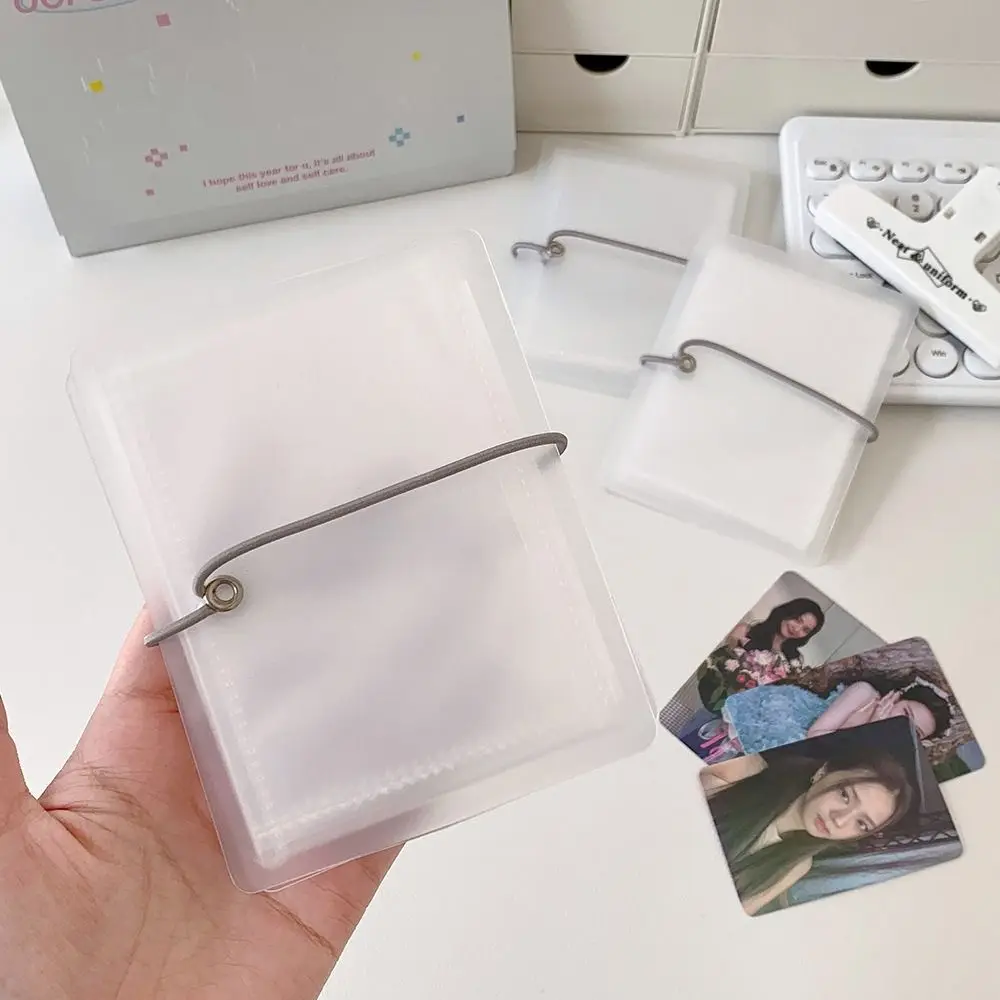 High Quality 12/15 Grids 3 Inch Photocards Holder Foldable Frosted Photo Album Tie Strap Design Bill Storage Booklet