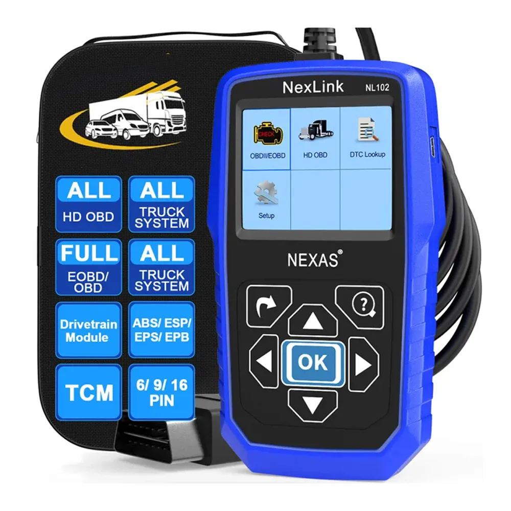 NEXAS NL102 OBD2 Scanner 2in1 24v Heavy Duty Trucks For Volvo/Hino/isuzu/Fuso/UD Engine Check Clean Code OBD 2 Diagnostic Tool