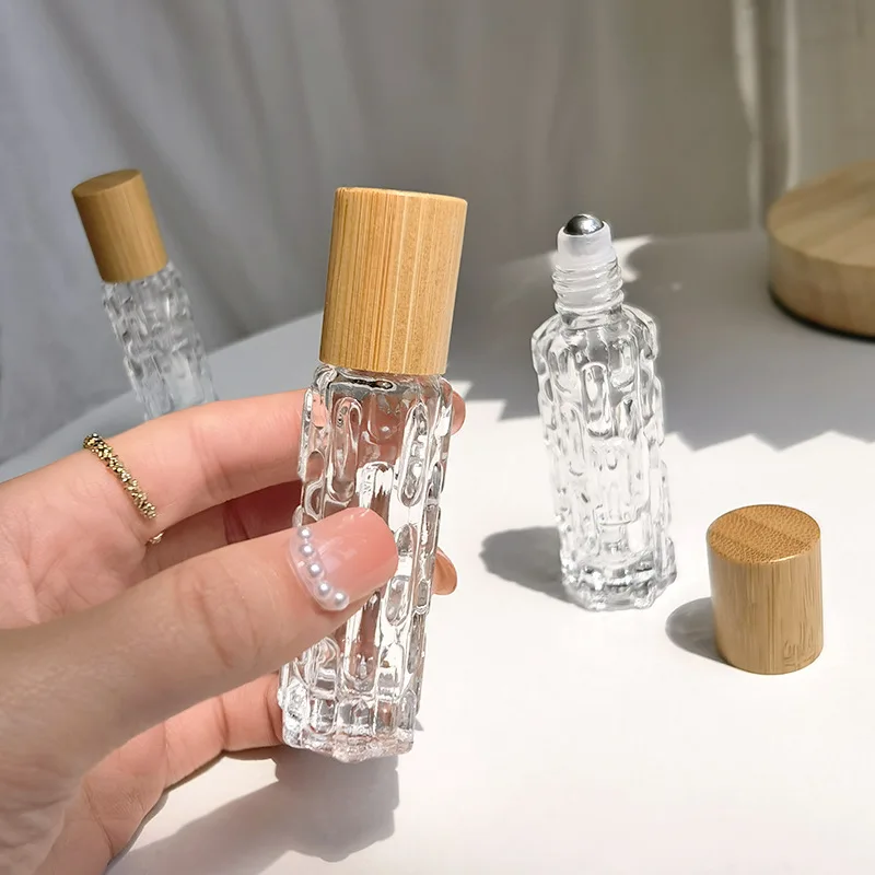 10ml Portable Thick Glass Roller Essential Oil Perfume Bottles Travel Refillable Rollerball Vial Travel Roll On Bottles Vials