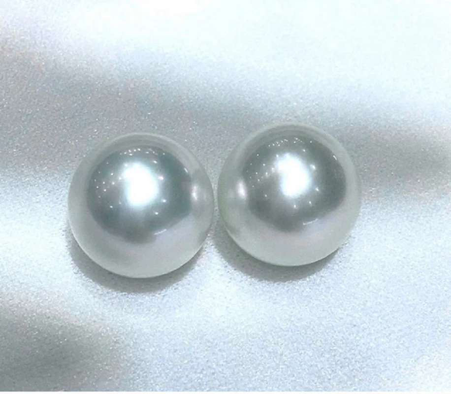 PAIR of 10-11mm Natural  Sea Genuine White Round Jewelry Loose Pearl Natural Loose 