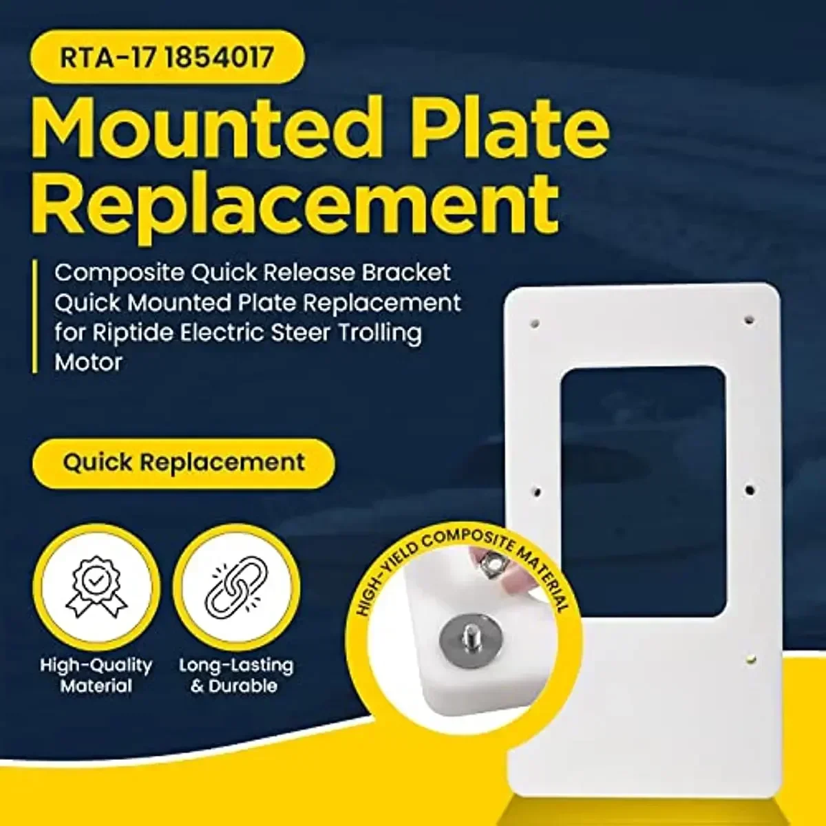 Picture 4: ChuangQian RTA-171854017 Composite Quick Release Bracket Quick Mounted Plate for Riptide Electric Steer Trolling Motor Terrova