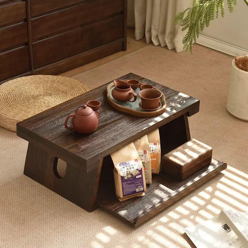 Extra Large Premium Sturdy Chinese Solid Wood Foldable Tatami Low Tea Table, Multi-Purpose for Windowsill, Balconies & Homes Pro