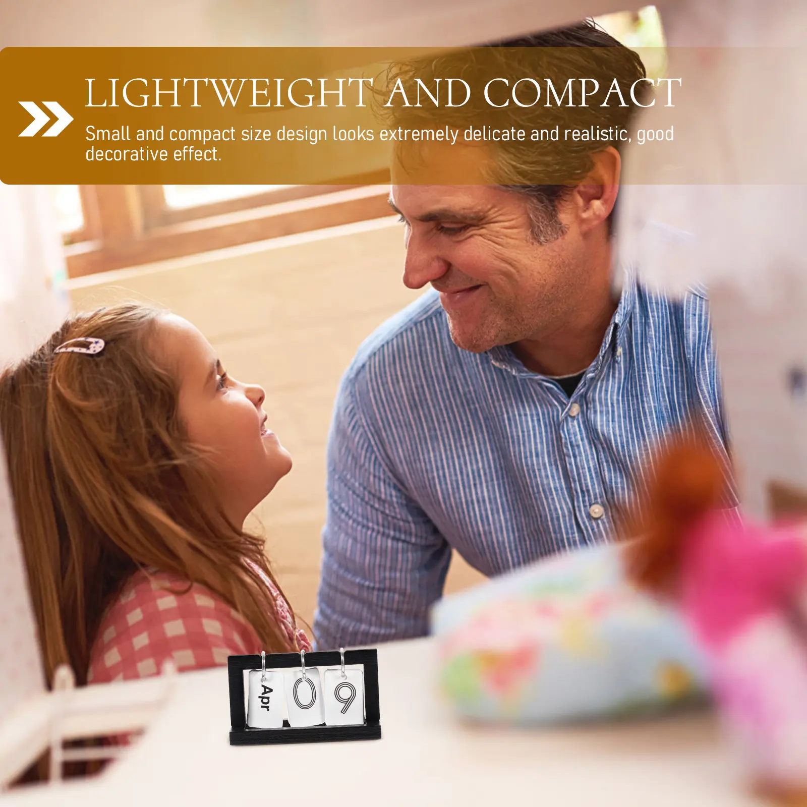 

Miniature Desk Flip Calendar Wooden Small Compact Stable Lightweight Decorative Mini House Supply Kids Room Home Art Decor