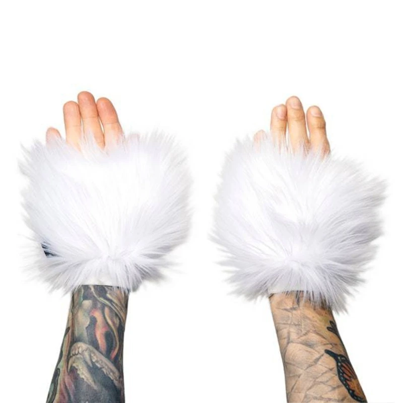 1 Pair/2Pairs Faux Furs Wrist Cuffs Leg Warmers For Women Faux Furs Wrist Warmers Short Boot Cuffs Warm Wrist Bands Ring