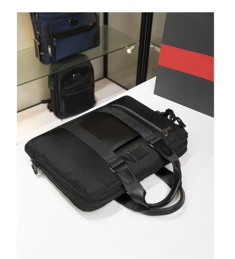 Minimalist Nylon Briefcase for Men - Refined Work Bag with Convertible Strap, Professional Sharp Look 232390
