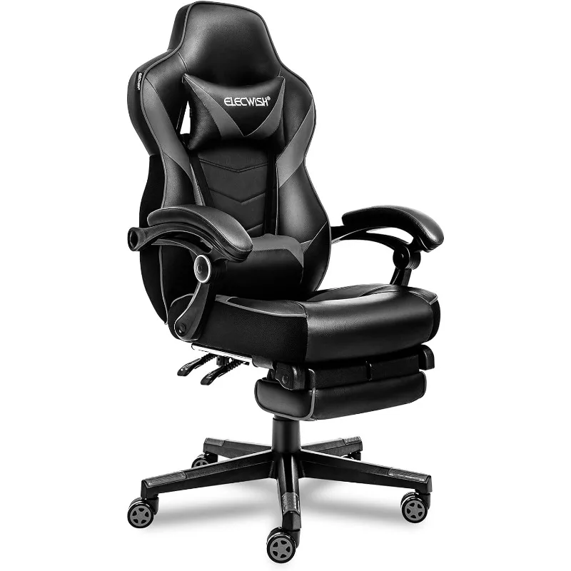 

Gaming Chair, Gamer Chair with Footrest, Ergonomic Racing Chair for Adluts with Padding Armrests PU Leather