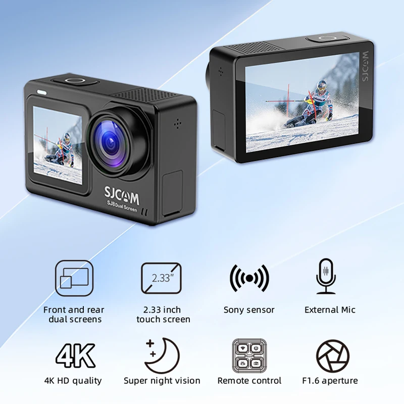 SJCAM SJ8 Dual LCD Screen Helmet Action Camera 4K 30FPS WiFi Remote 2.33' Touch Screen+1.3' Front Screen