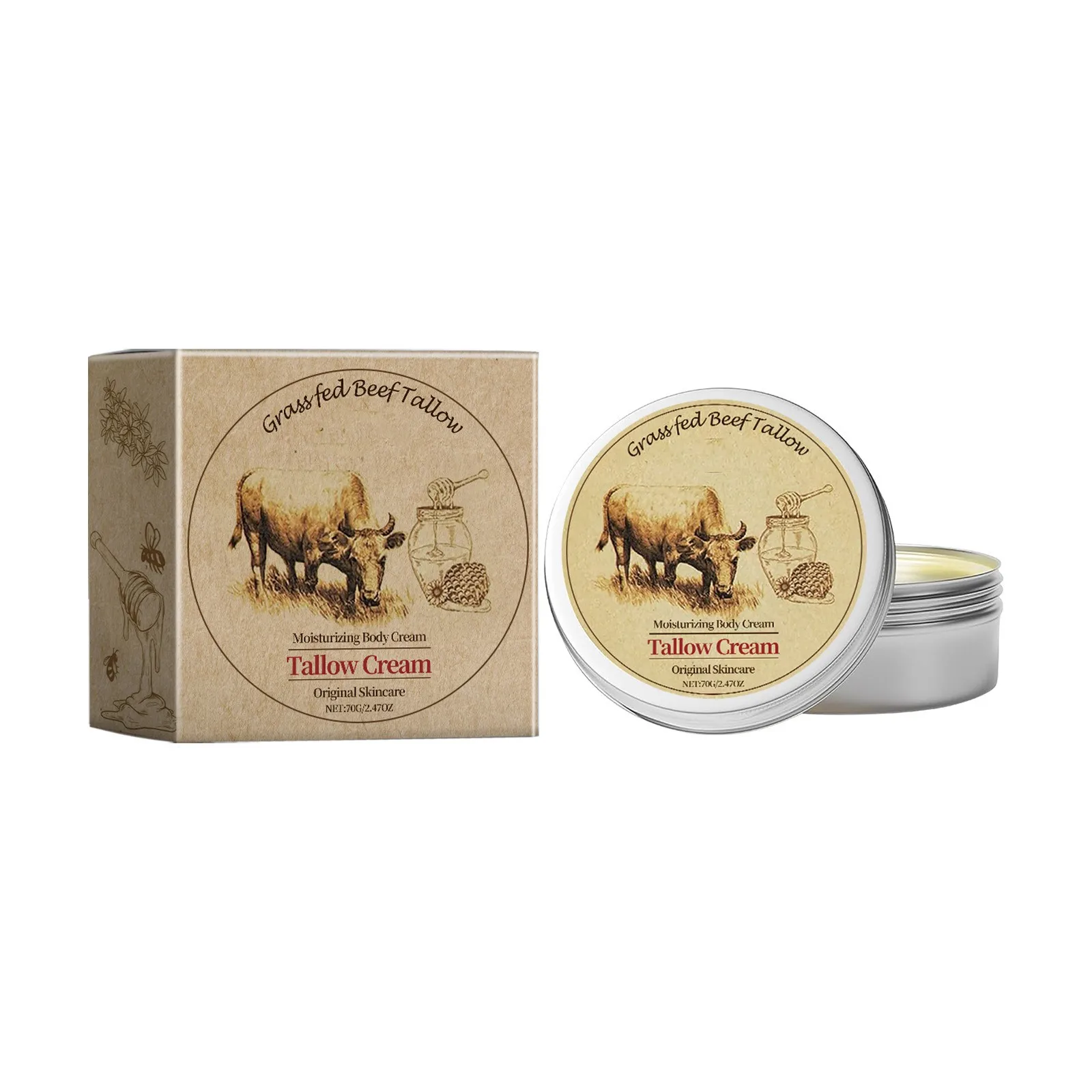 Beef Tallow For Skin Tallow And Honey Cream Organic Beef Tallow Balm For Face Moisturizer With Wild Honey For All Purpose Balm