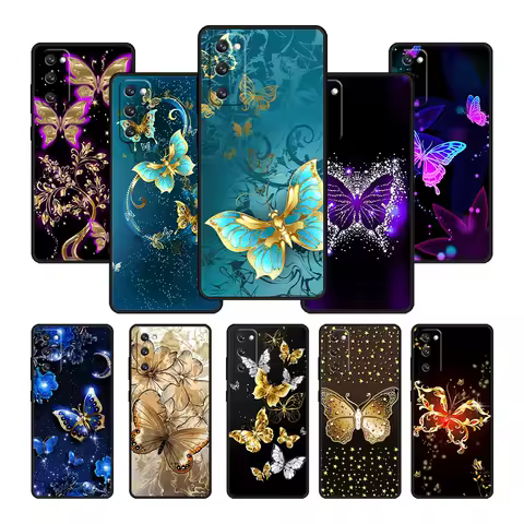 Beautiful Butterfly Cover Case for Samsung Galaxy S23 S24 S20FE S20 FE S22 S21 S10 S9 Plus Lite 5G Ultra Black TPU Print Shell