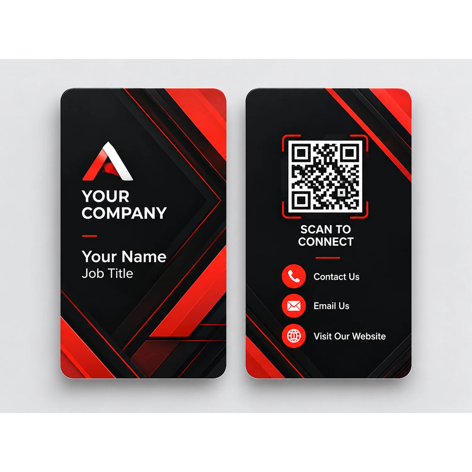 Custom Black Red PVC Business Cards Personalized Double Sided Printing with Logo Text QR Code Modern Professional Contact Card