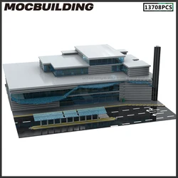 Large Modern Train Station Moc Building Blocks City Vehicle Technology Bricks DIY Assembly Architecture Display Model Toys Gift