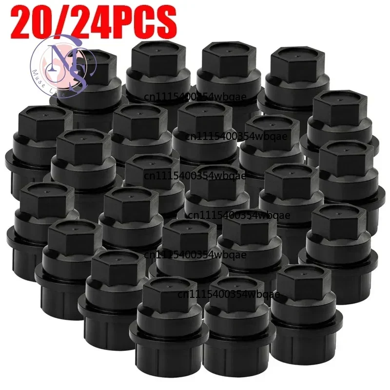 ZOCI-20/24Pcs Wheel Nut Cap Covers #9593028 15646250 12472838 Auto Wheel Hub Nut Protective Black Caps Repair Replacement Part