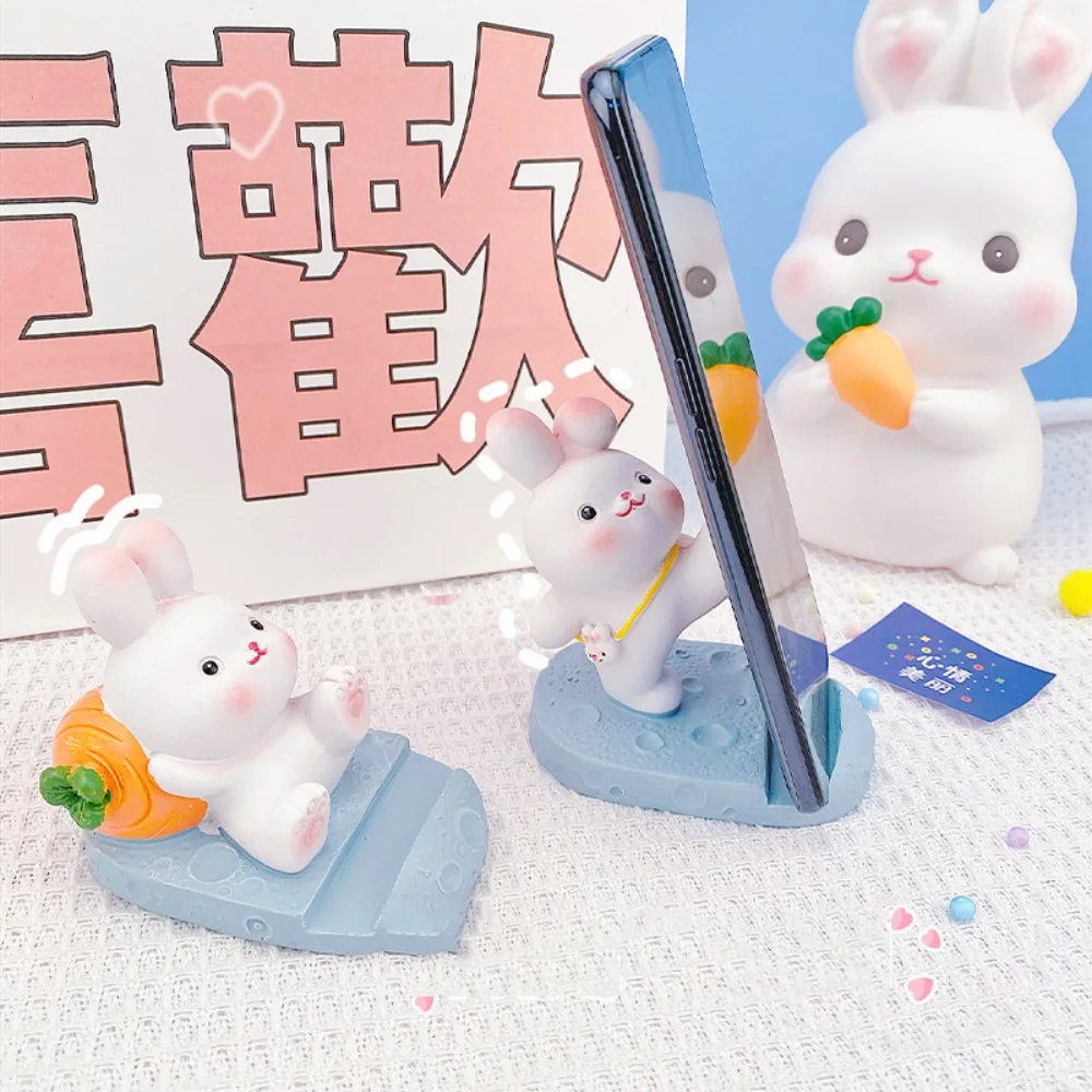 

White Rabbit Creative Phone Holder Desk Decor Phone Support Cell Phone Bracket Portable Universal Mobile Phone Stand