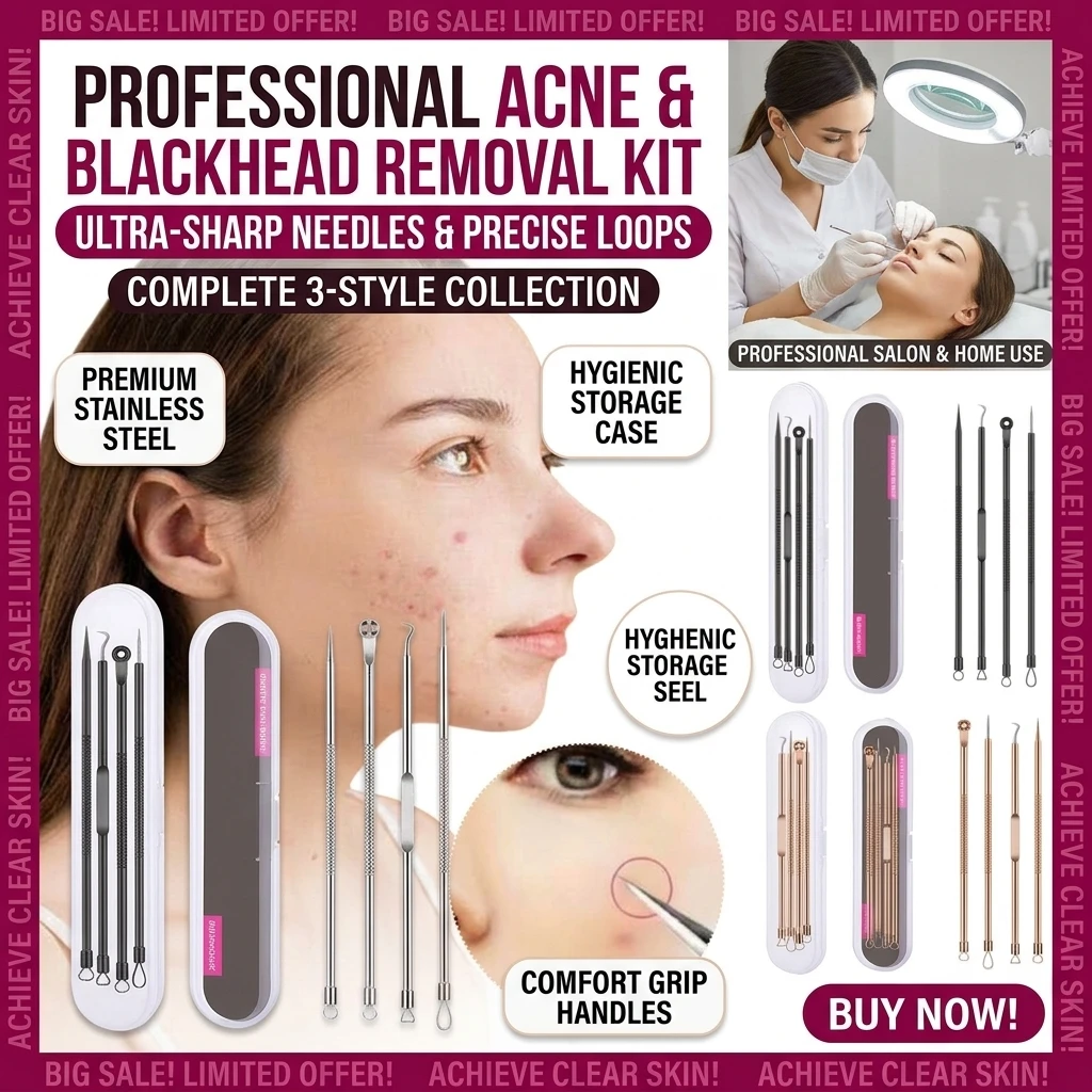 4pc/set Acne Blemish Remover Blackhead Extractor Ultra-fine Beauty Face Pore Cleaner Needles Set Acne Needle Facial Cleaner Skin