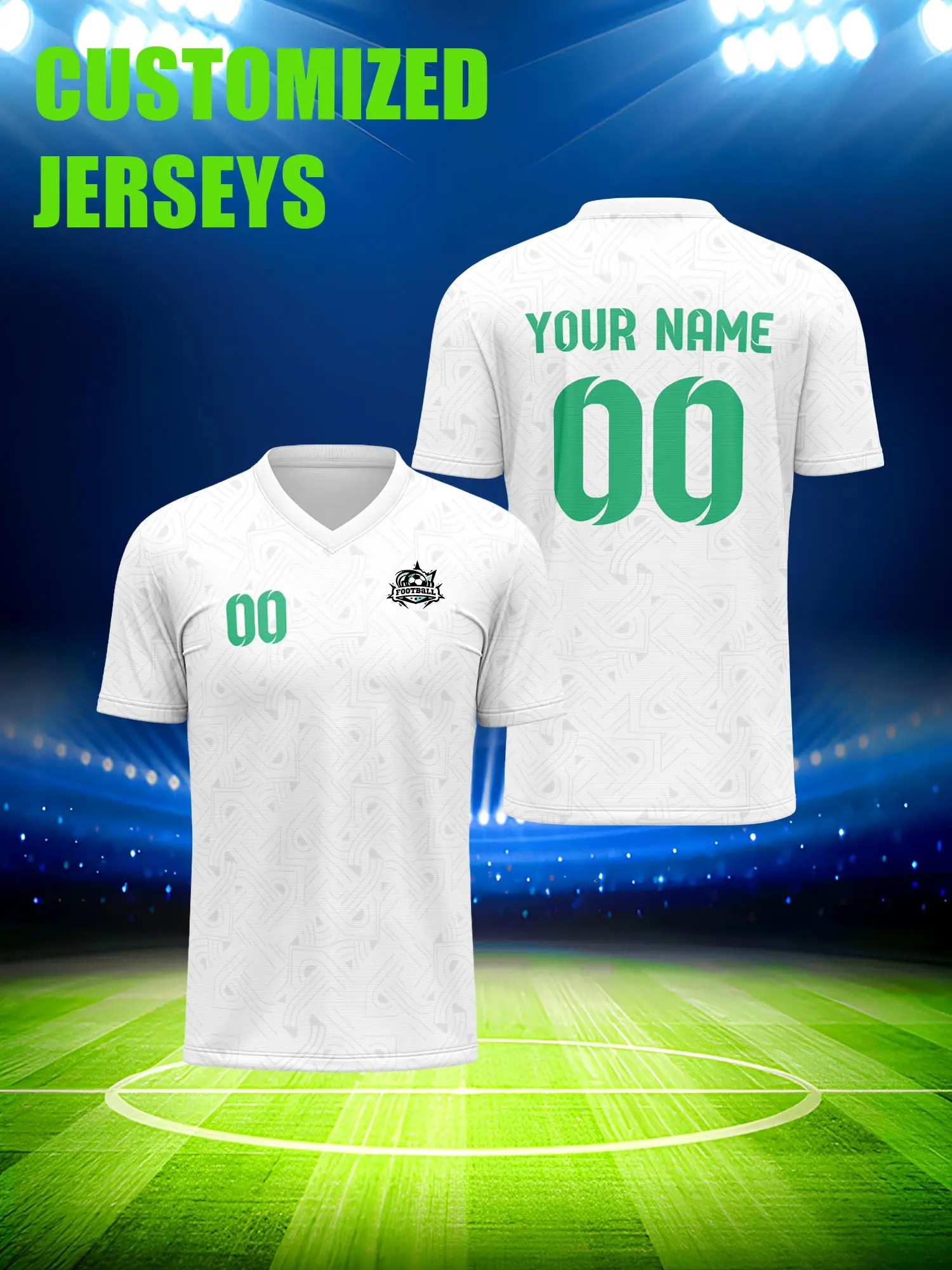 

Футбольная форма на заказ с индивидуальным изображением, номером и именем, из высококачественного полиэфирного спортивного материала.