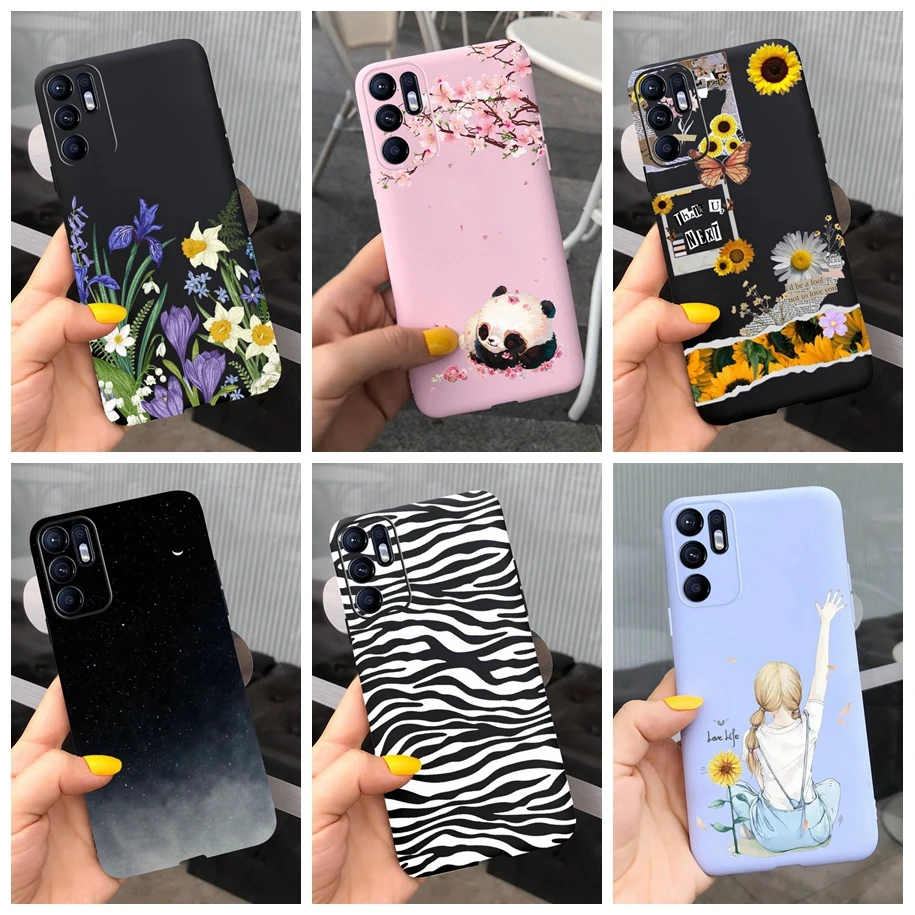 For OPPO Reno 6 Case CPH2235 Popular Flower Cartoon Cover Soft Silicone Phone Case For OPPO Reno 6 6Z 5G Reno6Z CPH2237 TPU Capa