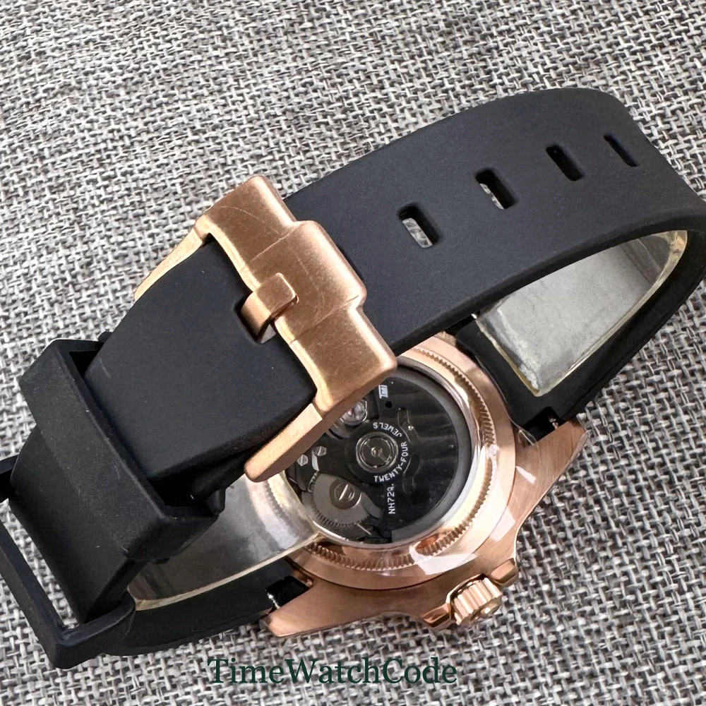 Tandorio Skeleton Automatic Watch for Men NH72 Movement 10ATM Waterproof 40mm Sapphire Crystal See-through Dial Rose Gold Plated