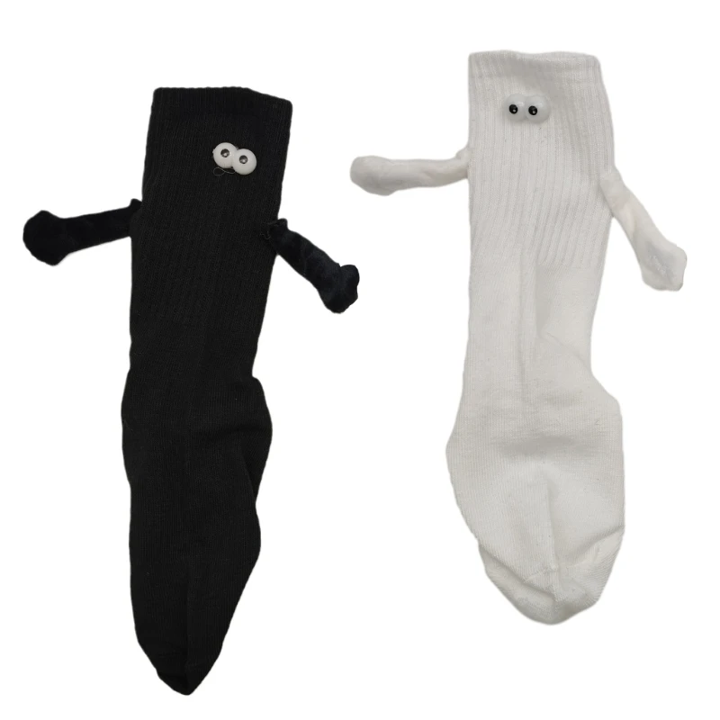 

Magnetic Couple Socks Funny Doll Hand in Hands Matching Crew Socks for Bestfriends Boyfriend Girlfriend Friendship Socks