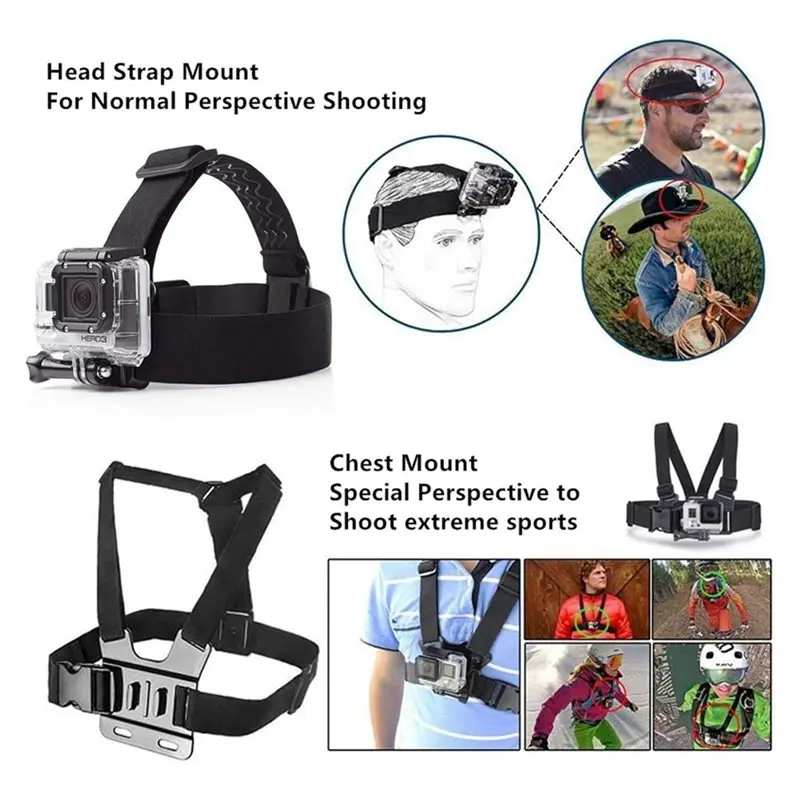 B31B Action Camera Chest Mount Harness Vest Head Mount Strap for GoPro for Hero for DJI Osmo